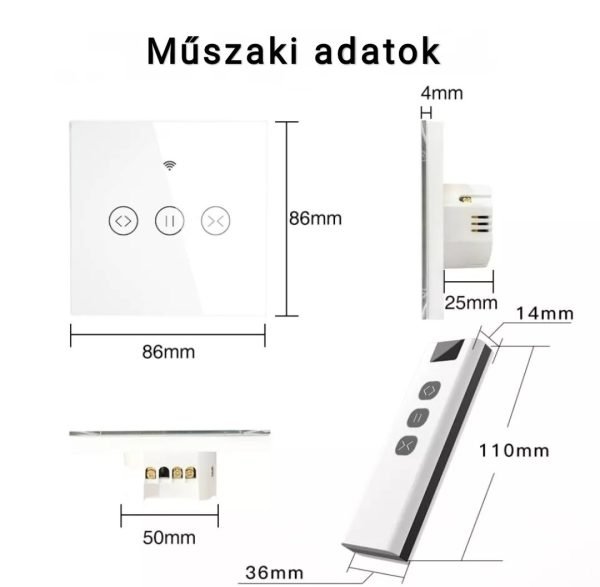 Wifi-s redőny/függönykarnis/árnyékoló kapcsoló fehér 1012