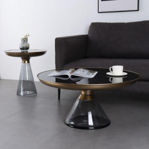 MYRO dohányzóasztal szett, MYRO modern üveg dohányzóasztal fém vázzal nappaliba