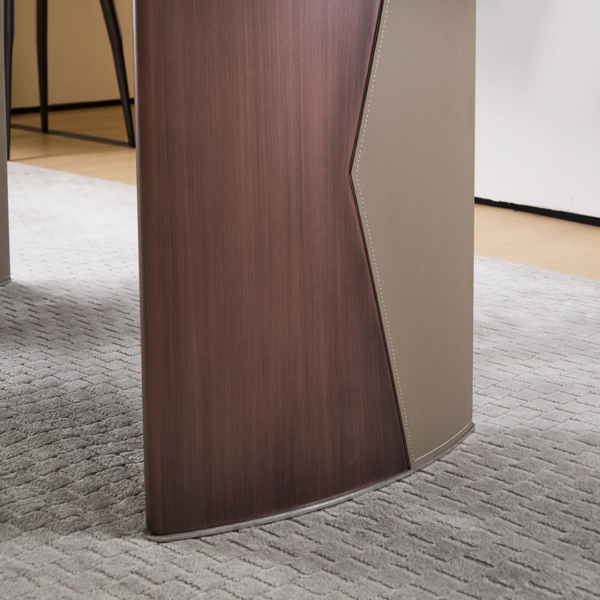 Exkluzív modern étkezőasztal kerámia vagy márvány asztallappal, Venezia Dining Table – luxus márvány étkezőasztal bőr lábakkal