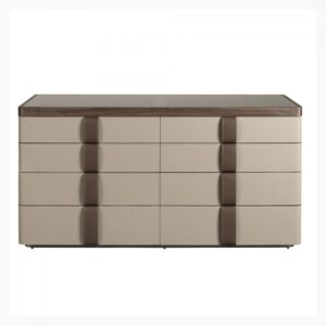 BALZANO IMPERIO luxus komód bőrrel bevont felülettel és üveg tetővel