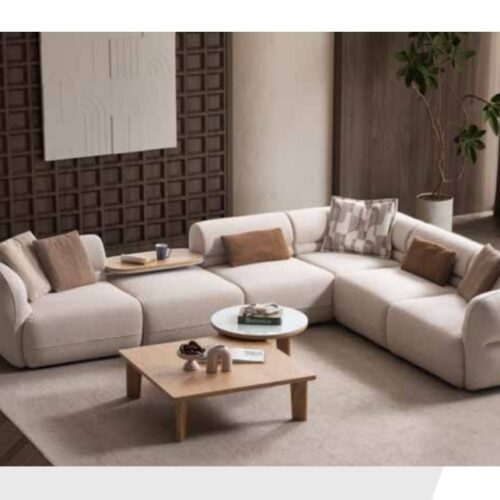 ALFA moduláris sarokülőgarnitúra bézs színben modern nappaliban