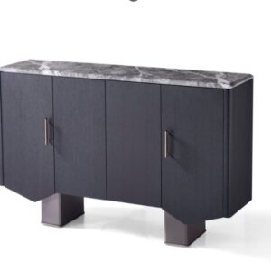RAXTON luxus tálalószekrény fa szerkezettel, fém lábakkal és márvány tetővel