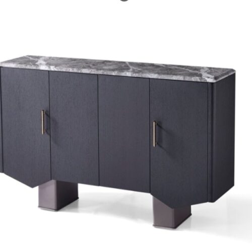 RAXTON luxus tálalószekrény fa szerkezettel, fém lábakkal és márvány tetővel