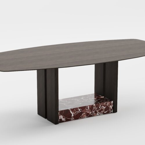 NAZU prémium étkezőasztal fa asztallappal és valódi márvány alapzattal