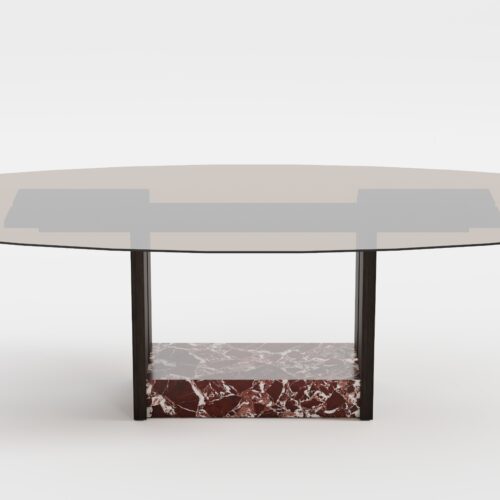 NAZU prémium étkezőasztal edzett üveg lappal és valódi márvány alapzattal