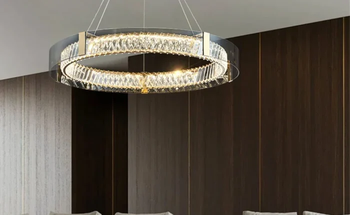 exkluzív kristály függeszték kör alakú arany LED lámpa étkező fölé