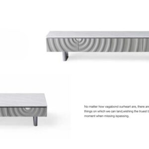 RIPPLE TV szekrény hullámos fronttal és márvány tetővel