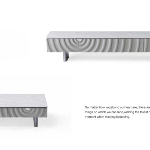 RIPPLE TV szekrény hullámos fronttal és márvány tetővel