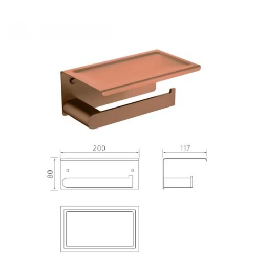 rose gold WC papír tartó polccal falra szerelhető kivitelben