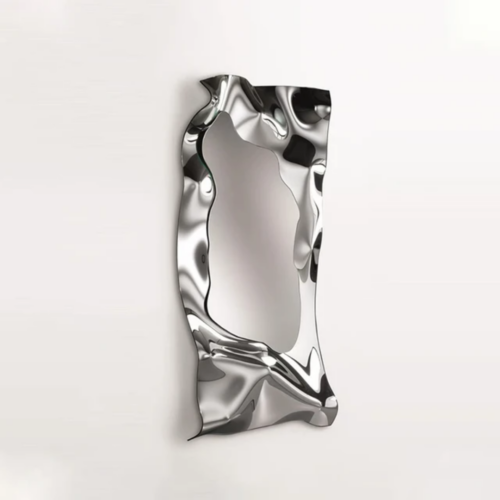 ARGENTO design tükör organikus ezüst kerettel modern luxus enteriőrben
